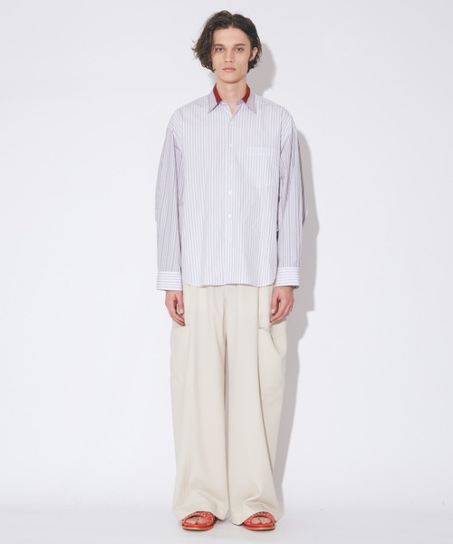 beautiful people（ビューティフルピープル）の「finx cotton stripe   fan shape shirts（スウェットパンツ・レディース・グレー・38）」の2枚目の写真