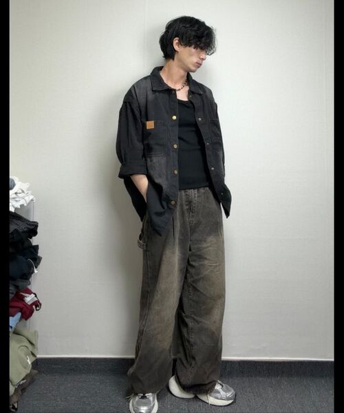 DIMITRI BLACK(ディミトリブラック)の「バイオウォッシングワイドカーペンターデニムパンツ_ダストブラック(デニムパンツ・レディース・その他・SMALL/MEDIUM/LARGE/X-LARGE/XX-LARGE)」の6枚目の写真