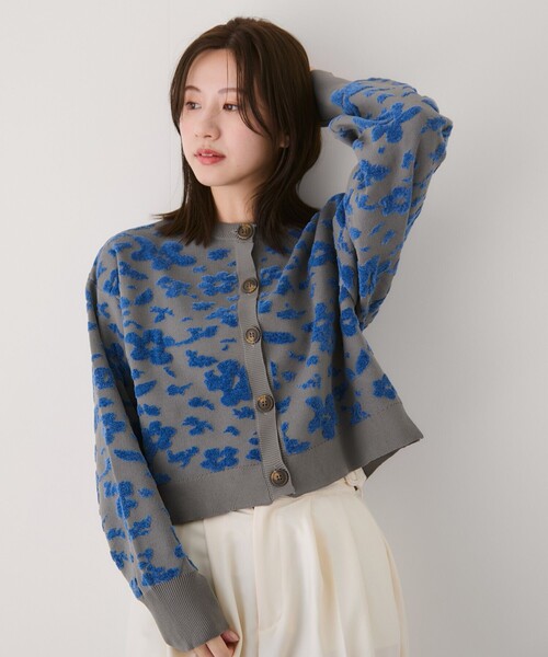 Jayro（ジャイロ）の「モール花柄ショートカーディガン（カーディガン/ボレロ・レディース・グレー/ホワイト系その他3/ダークブラウン・M）」の5枚目の写真
