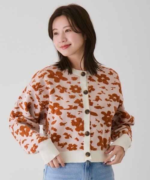 Jayro（ジャイロ）の「モール花柄ショートカーディガン（カーディガン/ボレロ・レディース・グレー/ホワイト系その他3/ダークブラウン・M）」の11枚目の写真