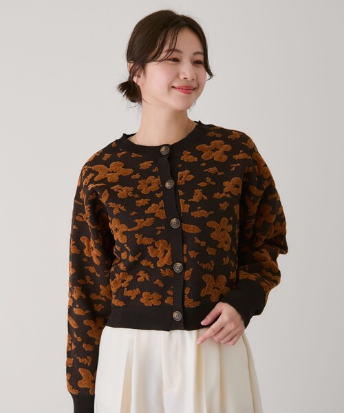 Jayro（ジャイロ）の「モール花柄ショートカーディガン（カーディガン/ボレロ・レディース・グレー/ホワイト系その他3/ダークブラウン・M）」の17枚目の写真