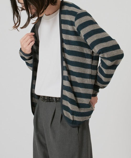 FLISTFIA（フリストフィア）の「FLISTFIA Piping Cardigan / PC01016（カーディガン/ボレロ・メンズ・グリーン/ネイビー・3/2）」の2枚目の写真