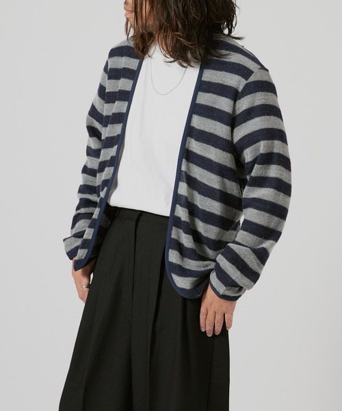 FLISTFIA（フリストフィア）の「FLISTFIA Piping Cardigan / PC01016（カーディガン/ボレロ・メンズ・グリーン/ネイビー・3/2）」の10枚目の写真