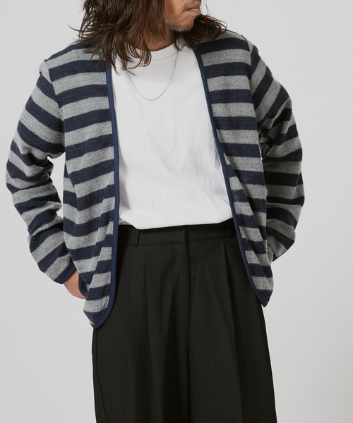 FLISTFIA（フリストフィア）の「FLISTFIA Piping Cardigan / PC01016（カーディガン/ボレロ・メンズ・グリーン/ネイビー・3/2）」の7枚目の写真