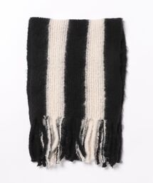 ankoROCK（アンコロック）の「an meets zakka ２トーンワイドストライプふわふわファーローゲージニット大判マフラー(34cm×200cm)（マフラー）」