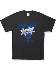 スウィートフラワーミッドナイトブルーTシャツブラック