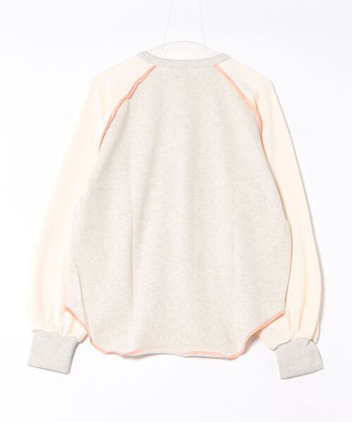 KRIFF MAYER Lady's Collection(クリフメイヤーレディースコレクション)の「のび~る裏毛 異素材切替ラグランスウェット / プルオーバー(ストレッチ・サーマル・ヴィンテージ風)(スウェット・レディース・オートミール/チャコール/カラフル/ピンク・MEDIUM/LARGE)」の5枚目の写真