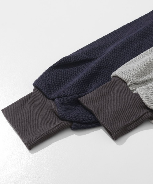 KRIFF MAYER Lady's Collection(クリフメイヤーレディースコレクション)の「のび~る裏毛 異素材切替ラグランスウェット / プルオーバー(ストレッチ・サーマル・ヴィンテージ風)(スウェット・レディース・オートミール/チャコール/カラフル/ピンク・MEDIUM/LARGE)」の12枚目の写真