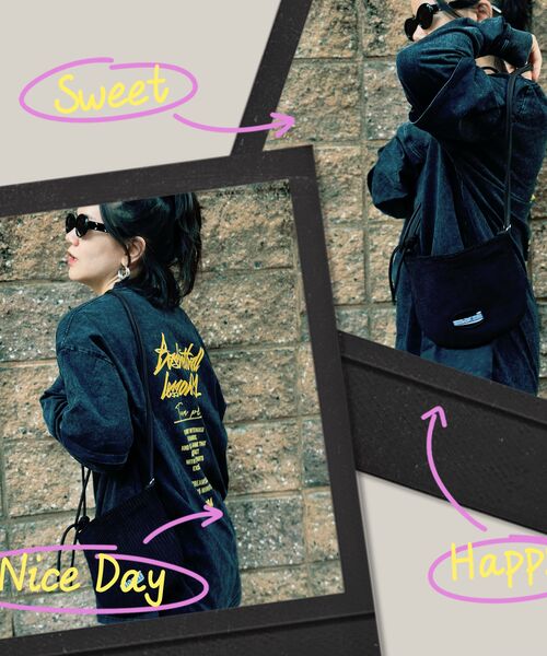 MACNI(マクニ)の「CORDUROY MOON BAG BLACK(メッセンジャーバッグ・レディース・その他・FREE)」の2枚目の写真
