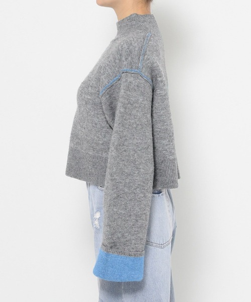 LOWRYS FARM（ローリーズファーム）の「バイカラーハイネックニットプルオーバーＬＳ　625124（ニット/セーター・レディース・ベージュ/ブラウン/グレー・FREE）」の5枚目の写真