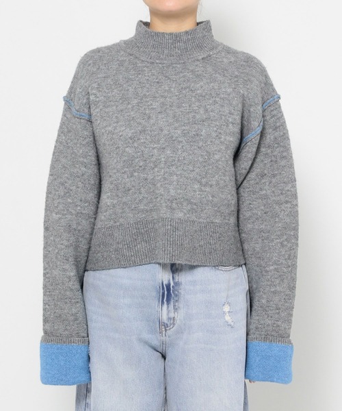 LOWRYS FARM（ローリーズファーム）の「バイカラーハイネックニットプルオーバーＬＳ　625124（ニット/セーター・レディース・ベージュ/ブラウン/グレー・FREE）」の4枚目の写真