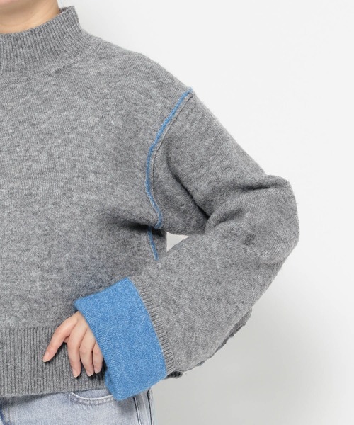 LOWRYS FARM（ローリーズファーム）の「バイカラーハイネックニットプルオーバーＬＳ　625124（ニット/セーター・レディース・ベージュ/ブラウン/グレー・FREE）」の8枚目の写真