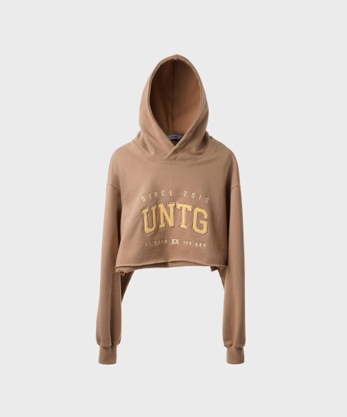 UNTAGE（アンテージ）の「ロゴ刺繍クロップフードスウェットシャツ[ブラウン(ユニセックス)]_UTT-FH06（パーカー・レディース・その他・FREE）」の3枚目の写真