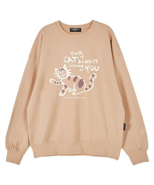 ASTRAL PROJECTION(アストラルプロジェクション)の「ドゥドルキャット オーバーサイズ ドロップショルダー スウェット_ピーチ(スウェット・メンズ・その他・LARGE/MEDIUM/X-LARGE/XX-LARGE)」の1枚目の写真