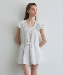 HANE（ハネ）の「ミュゼパフプリーツジャンプスーツ_Milk Foam（つなぎ/オールインワン・レディース）」