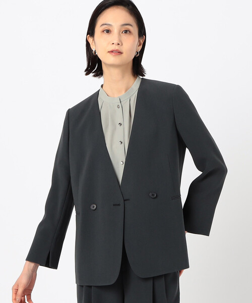 COMME CA(コムサ)の「〔 Sサイズ 〕 アチェローザダブルクロス ノーカラージャケット(ノーカラージャケット・レディース・チャコール・5号)」の21枚目の写真