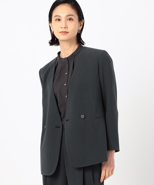 COMME CA(コムサ)の「〔 Sサイズ 〕 アチェローザダブルクロス ノーカラージャケット(ノーカラージャケット・レディース・チャコール・5号)」の20枚目の写真