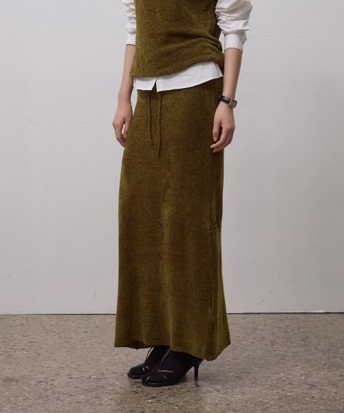 NOVE H-LINE KNIT SKIRT (KHAKI)