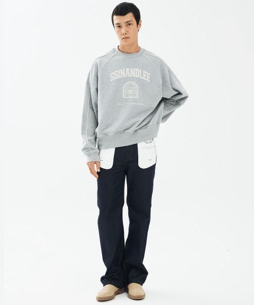 SSIN AND LEE(シンアンドリー)の「97 カレッジパイピングショートスウェットシャツメランジグレー(スウェット・メンズ・その他・LARGE/MEDIUM)」の3枚目の写真