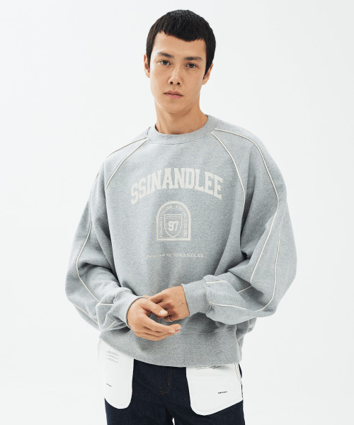 SSIN AND LEE(シンアンドリー)の「97 カレッジパイピングショートスウェットシャツメランジグレー(スウェット・メンズ・その他・LARGE/MEDIUM)」の4枚目の写真