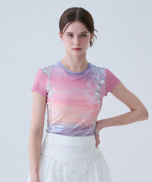 LORDLOAR(ロードロアル)の「パールプリント半袖Tシャツ PINK(Tシャツ/カットソー・レディース・その他・SMALL/MEDIUM)」の1枚目の写真