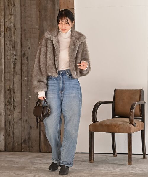 rps(アールピーエス)の「ミックスファー2WAYブルゾン(ブルゾン・レディース・モカ/チャコールグレー/ベージュ・フリー)」の14枚目の写真