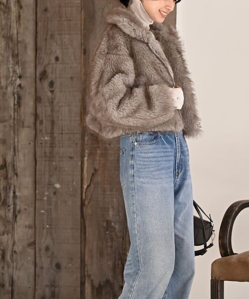 rps(アールピーエス)の「ミックスファー2WAYブルゾン(ブルゾン・レディース・モカ/チャコールグレー/ベージュ・フリー)」の15枚目の写真