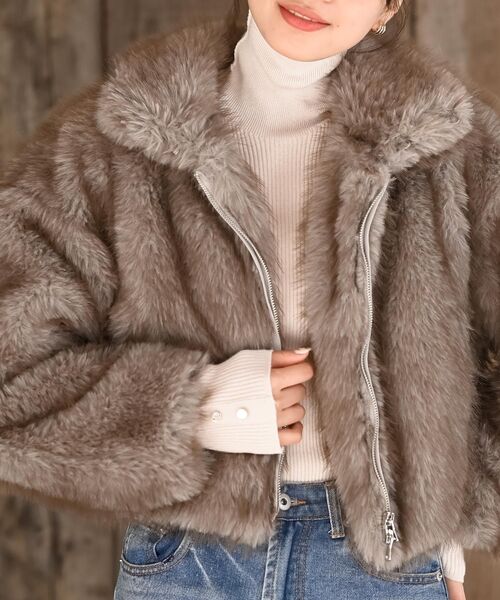 rps(アールピーエス)の「ミックスファー2WAYブルゾン(ブルゾン・レディース・モカ/チャコールグレー/ベージュ・フリー)」の18枚目の写真