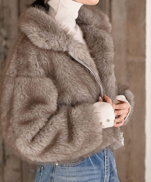 rps(アールピーエス)の「ミックスファー2WAYブルゾン(ブルゾン・レディース・モカ/チャコールグレー/ベージュ・フリー)」の21枚目の写真