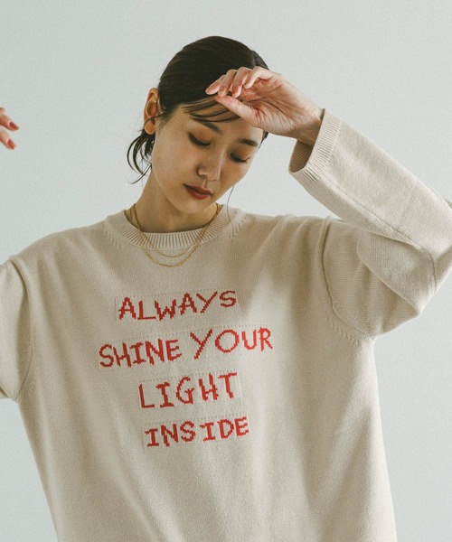 GLOBAL WORK（グローバルワーク）の「毛玉になりにくいロゴプルオーバー/612328（ニット/セーター・レディース・グレー/グレイッシュベージュ/ブラウン・MEDIUM/LARGE）」の20枚目の写真