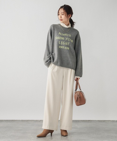 GLOBAL WORK（グローバルワーク）の「毛玉になりにくいロゴプルオーバー/612328（ニット/セーター・レディース・グレー/グレイッシュベージュ/ブラウン・MEDIUM/LARGE）」の22枚目の写真