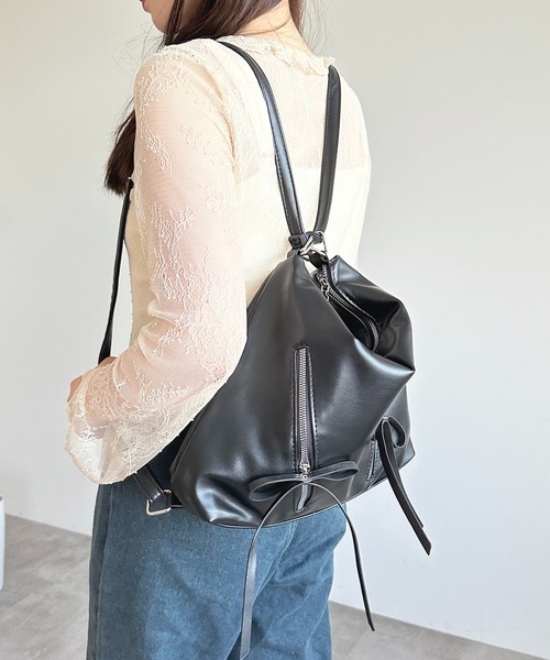 apres jour（アプレジュール）の「【apres jour×ARIAZ】2WAYリボンデザインバッグ（ショルダーバッグ・レディース・オフホワイト/ブラック/ライトピンク・FREE）」の6枚目の写真