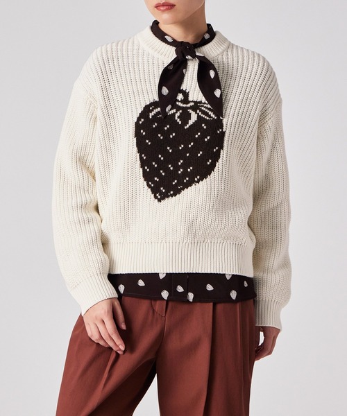 Paul Smith(ポールスミス)の「ウィメンズ"Graphic Strawberry"ニット / 165202 680N(ニット/セーター・レディース・ホワイト・MEDIUM)」の8枚目の写真