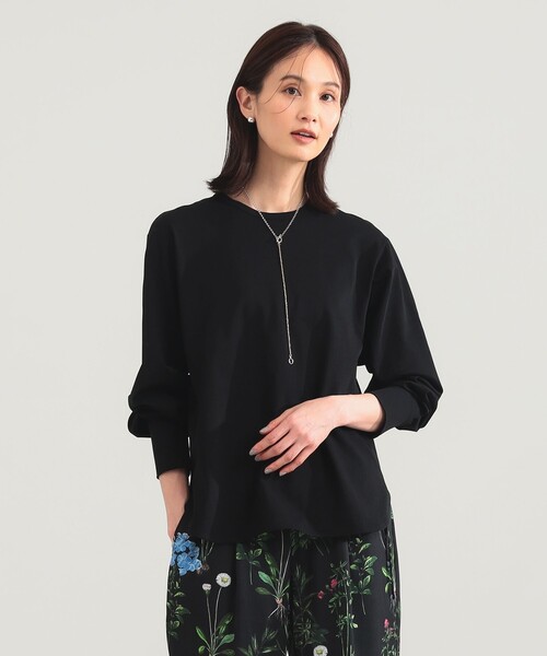 Demi-Luxe BEAMS(デミルクス ビームス)の「コットンキュプラ ラウンドヘム ロングスリーブ Tシャツ(Tシャツ/カットソー・レディース・ホワイト/ブラック・ONE SIZE)」の11枚目の写真