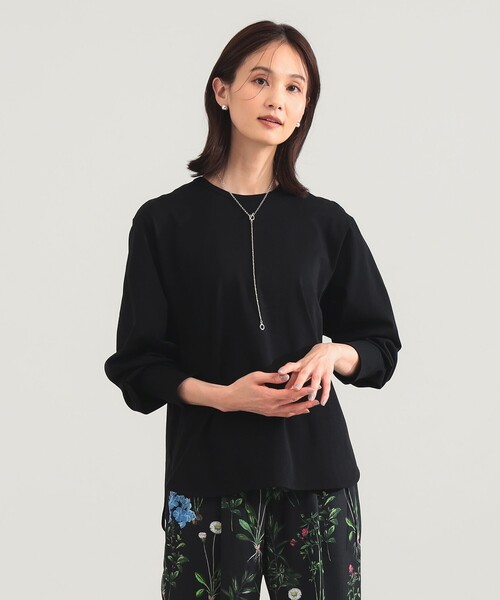 Demi-Luxe BEAMS(デミルクス ビームス)の「コットンキュプラ ラウンドヘム ロングスリーブ Tシャツ(Tシャツ/カットソー・レディース・ホワイト/ブラック・ONE SIZE)」の12枚目の写真