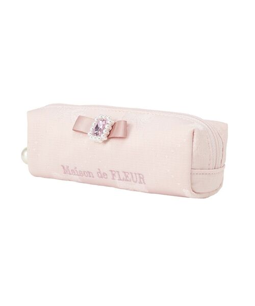 Maison de FLEUR（メゾンドフルール）の「リボンジャカードパールビジューロングポーチ（ポーチ・レディース・ブラック/ピンク・FREE）」の6枚目の写真