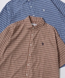 U.S. POLO ASSN./ユーエスポロアッスン Broad Denim Shirt/オーバーサイズ ブロード デニム 無地 チェック ロゴ ワンポイント刺繍 レギュラーカラーシャツ/半袖シャツ/レディース メンズ