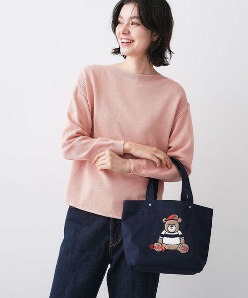 Dessin(デッサン)の「Deddyさがら刺繍トートバッグ(トートバッグ・レディース・ネイビー/ベージュ・00)」の2枚目の写真