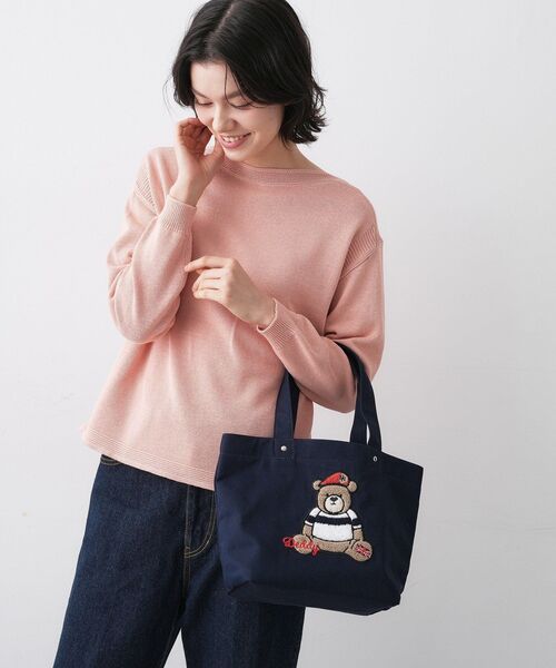Dessin(デッサン)の「Deddyさがら刺繍トートバッグ(トートバッグ・レディース・ネイビー/ベージュ・00)」の5枚目の写真