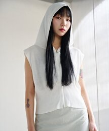 EX KNIT HOOD VEST (WHITE)