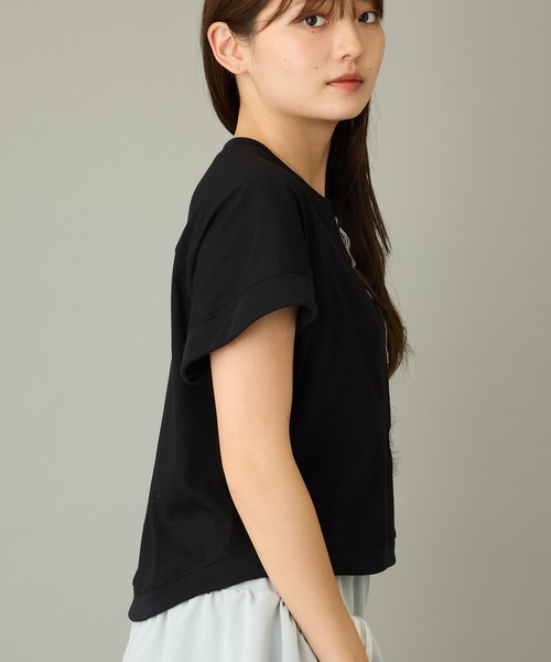 AVIE（アビィ）の「【mien】フラワーモチーフTee（Tシャツ/カットソー・レディース・ブラック・38）」の4枚目の写真
