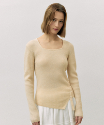 MOHAIR BLENDED BUTTON KNIT IVORY