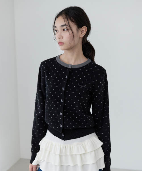 ROLAROLA（ロラロラ）の「WOOL BLENDED DOT PATTERN CARDIGAN BLACK