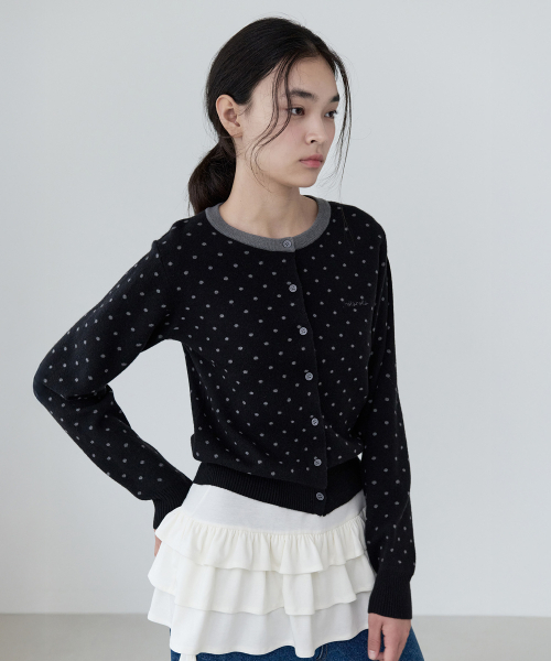 ROLAROLA(ロラロラ)の「WOOL BLENDED DOT PATTERN CARDIGAN BLACK(カーディガン/ボレロ・レディース・ブラック・FREE)」の2枚目の写真