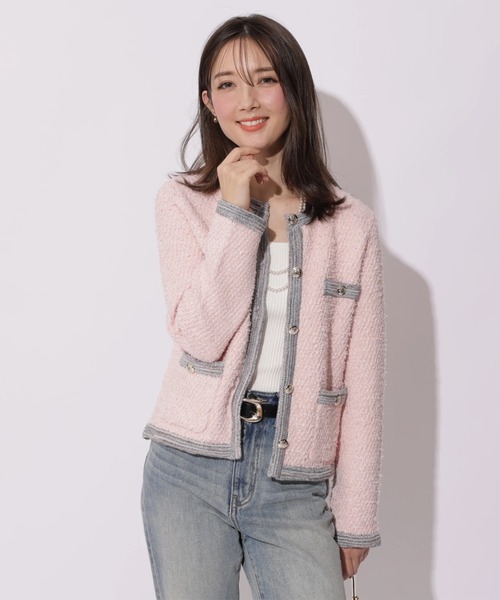 Apuweiser-riche(アプワイザーリッシェ)の「ハッピーカラーツイードジャケット(ニット/セーター・レディース・ライトブルー/ホワイト/ピンク・2/1)」の4枚目の写真