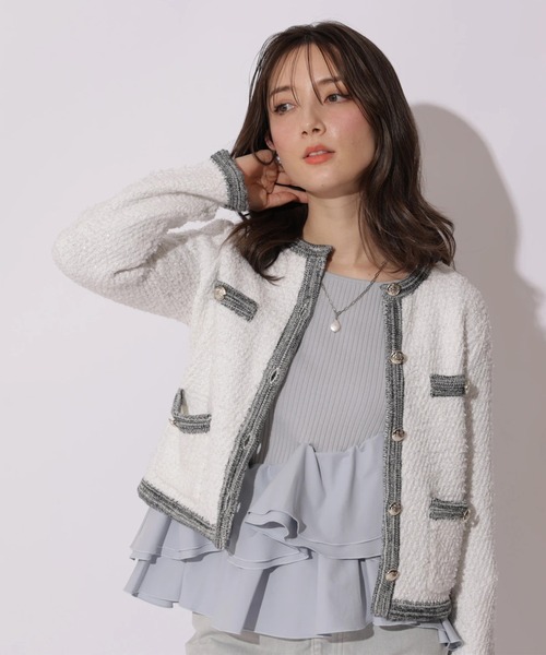 Apuweiser-riche(アプワイザーリッシェ)の「ハッピーカラーツイードジャケット(ニット/セーター・レディース・ライトブルー/ホワイト/ピンク・2/1)」の9枚目の写真