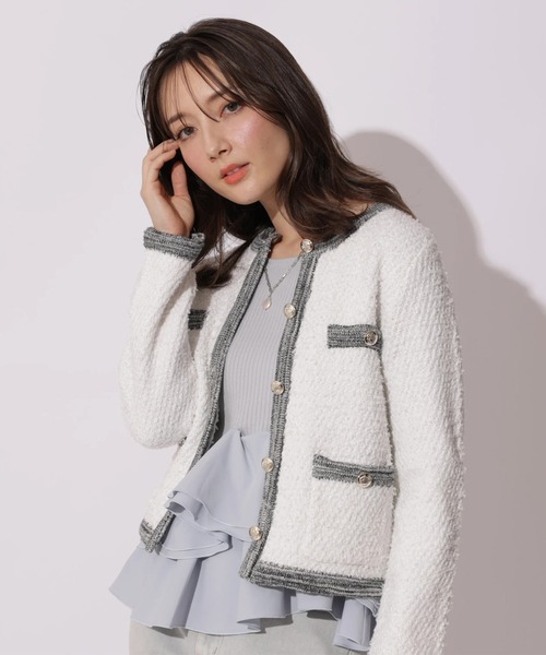 Apuweiser-riche(アプワイザーリッシェ)の「ハッピーカラーツイードジャケット(ニット/セーター・レディース・ライトブルー/ホワイト/ピンク・2/1)」の11枚目の写真