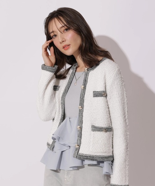 Apuweiser-riche(アプワイザーリッシェ)の「ハッピーカラーツイードジャケット(ニット/セーター・レディース・ライトブルー/ホワイト/ピンク・2/1)」の12枚目の写真