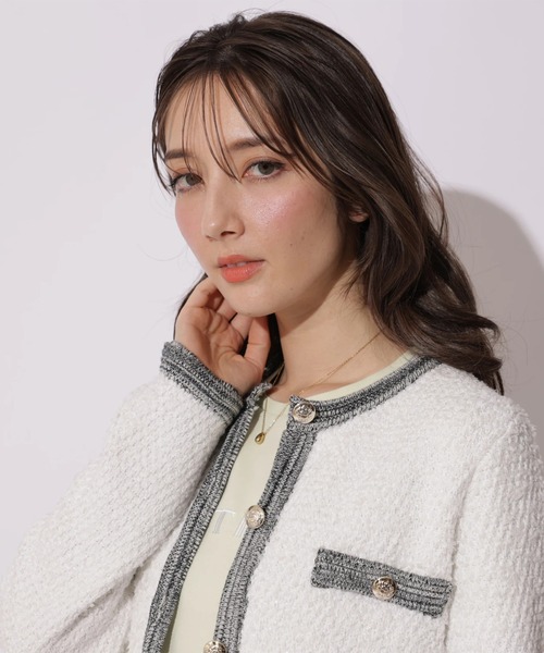 Apuweiser-riche(アプワイザーリッシェ)の「ハッピーカラーツイードジャケット(ニット/セーター・レディース・ライトブルー/ホワイト/ピンク・2/1)」の14枚目の写真