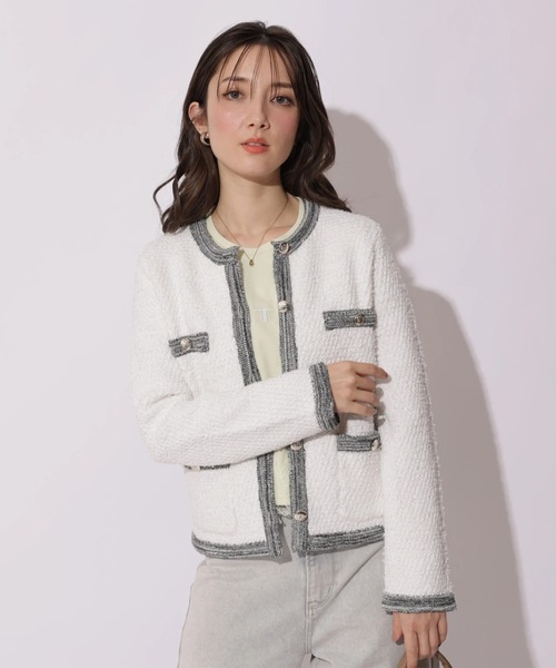 Apuweiser-riche(アプワイザーリッシェ)の「ハッピーカラーツイードジャケット(ニット/セーター・レディース・ライトブルー/ホワイト/ピンク・2/1)」の15枚目の写真